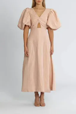 AJE DUSK KNOT PUFF SLEEVE MIDI DRESS BLUSH SIZE 8 for rent on The Volte - image 6