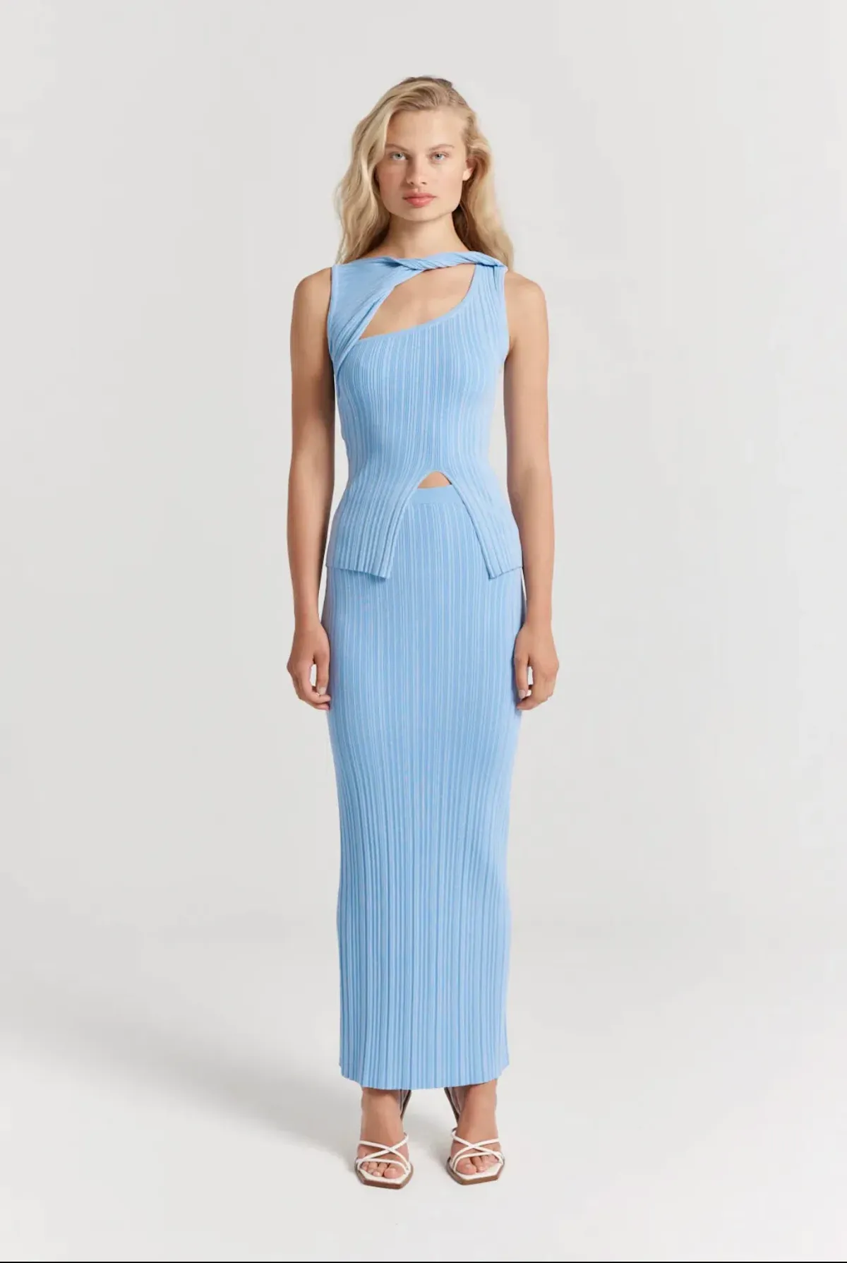 Henne Romee Knit Top & Skirt Blue Size AU 10 for rent on The Volte - main image