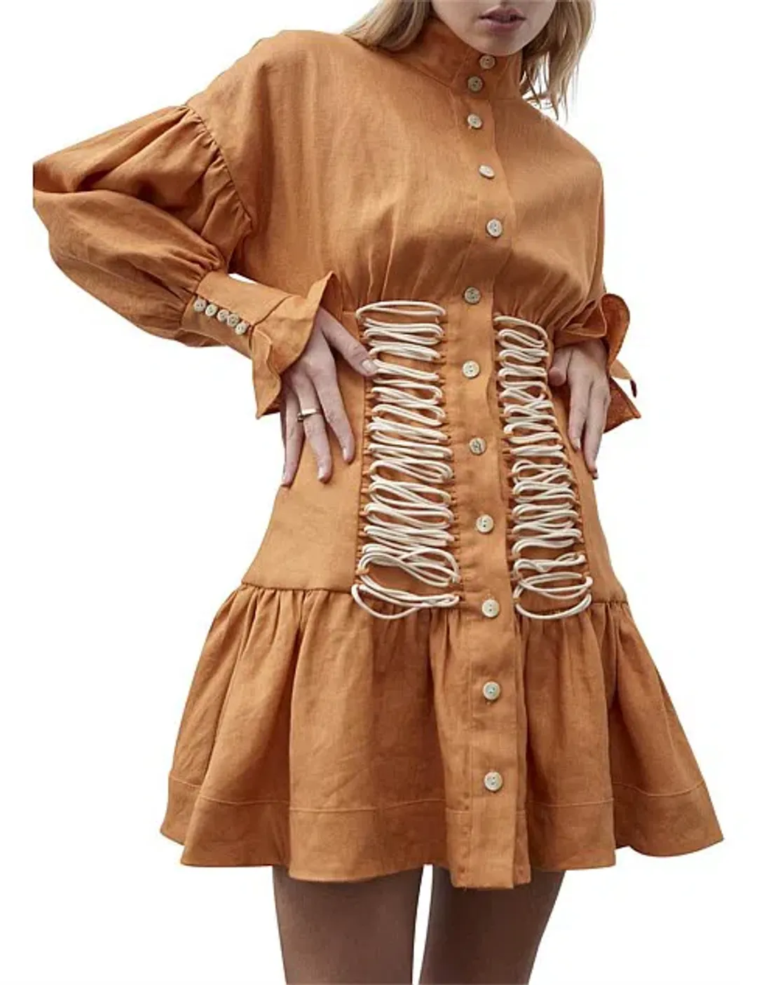 Alemais Tide Side Mini Dress Orange Size AU 10 for rent on The Volte - main image