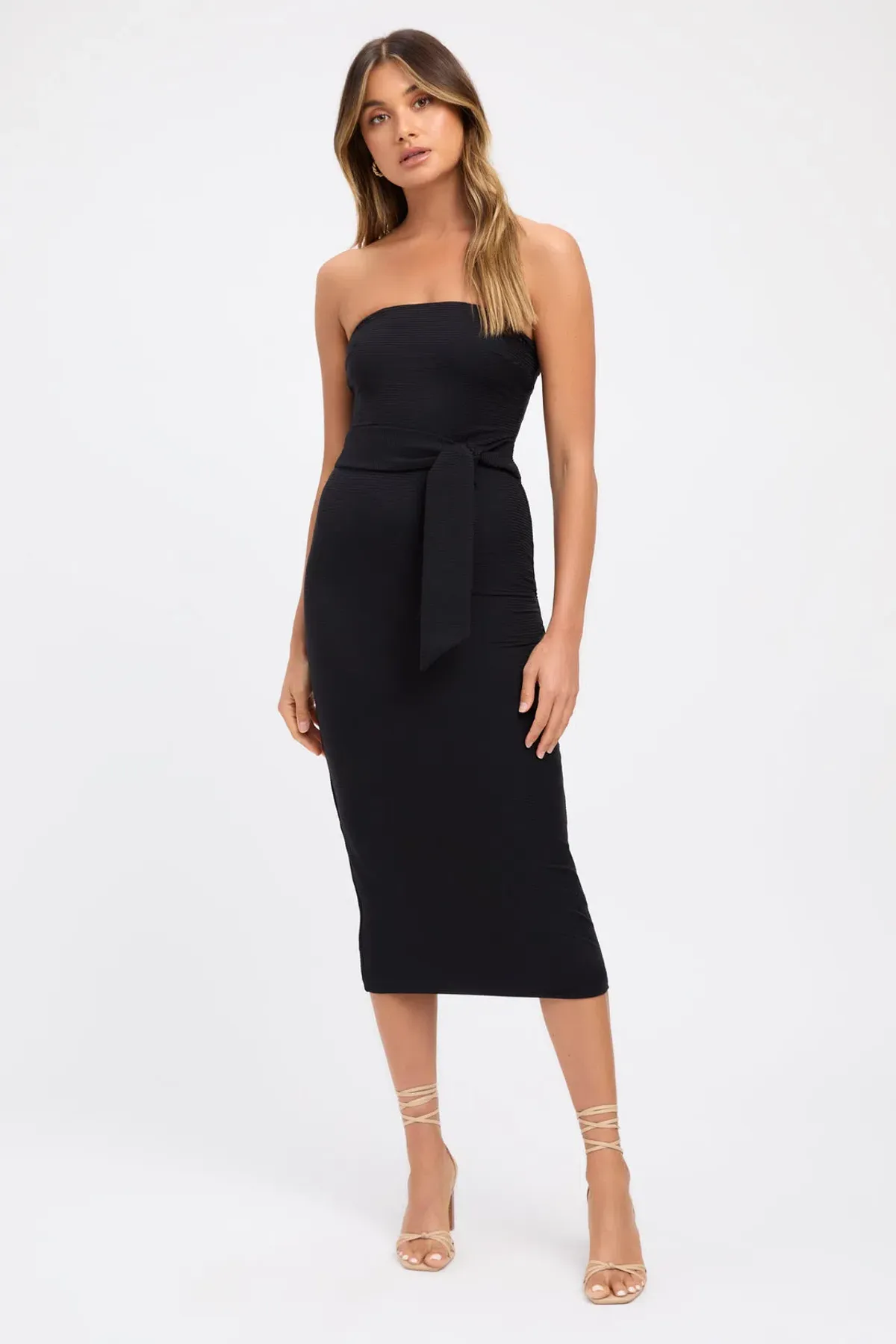 Kookai Ada Midi Dress Black Size 10 for rent on The Volte - main image
