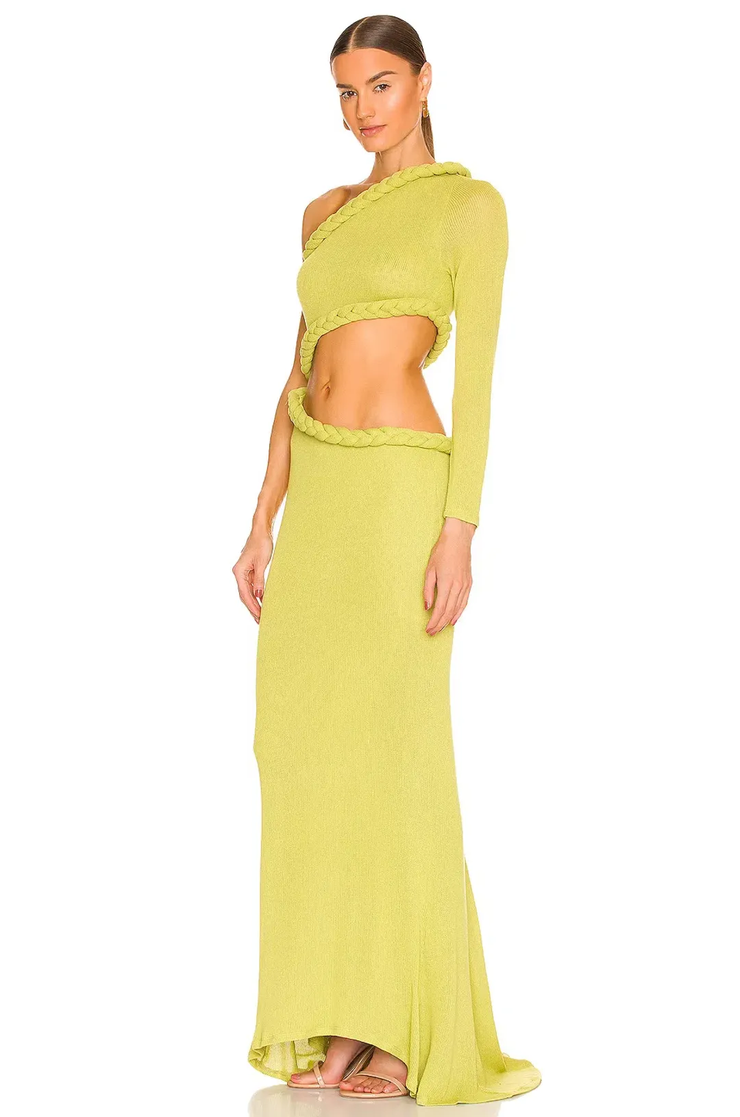 Bronx and Banco Dalia One Shoulder Knit Dress in Lime Size 6 for rent on The Volte - main image