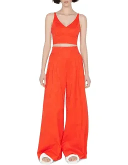Cue Bustier and Palazzo Pleated Pants Set in Jaffa Orange Size 12 for rent on The Volte - image 2