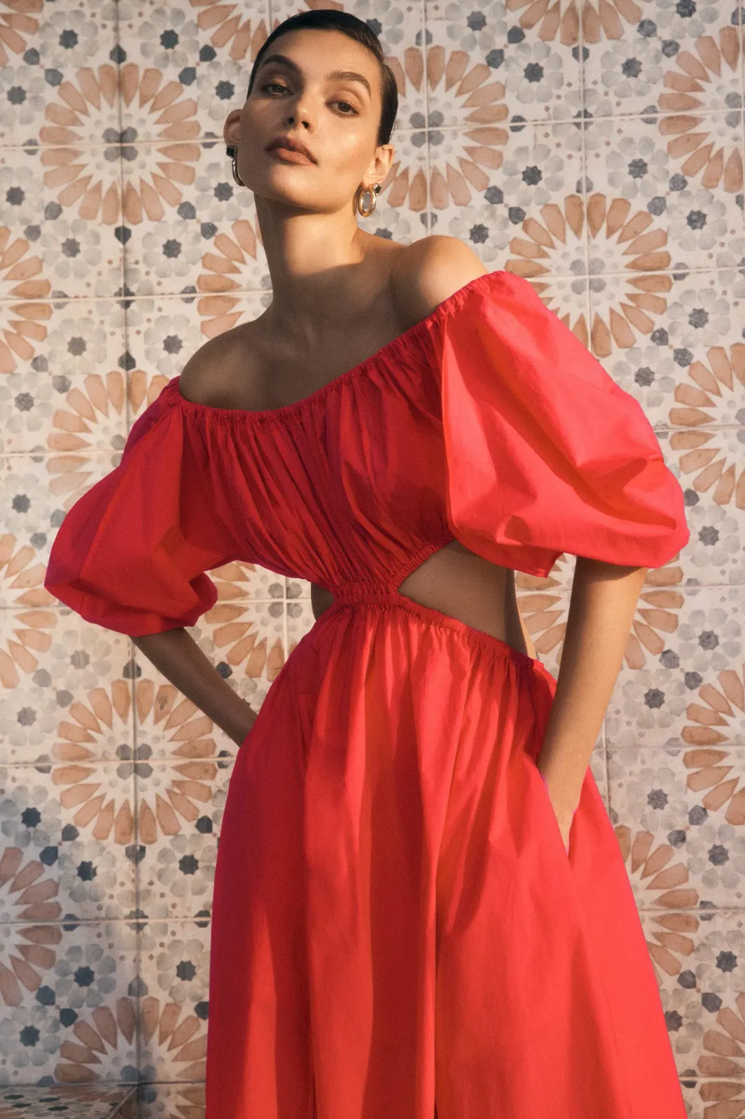 Scanlan Theodore Parachute Cotton Gather Dress Poppy Size 8 for rent on The Volte - main image