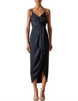 Shona Joy Luxe Tie Front Cocktail Midi Dress Navy Size 8 for rent on The Volte - image 1