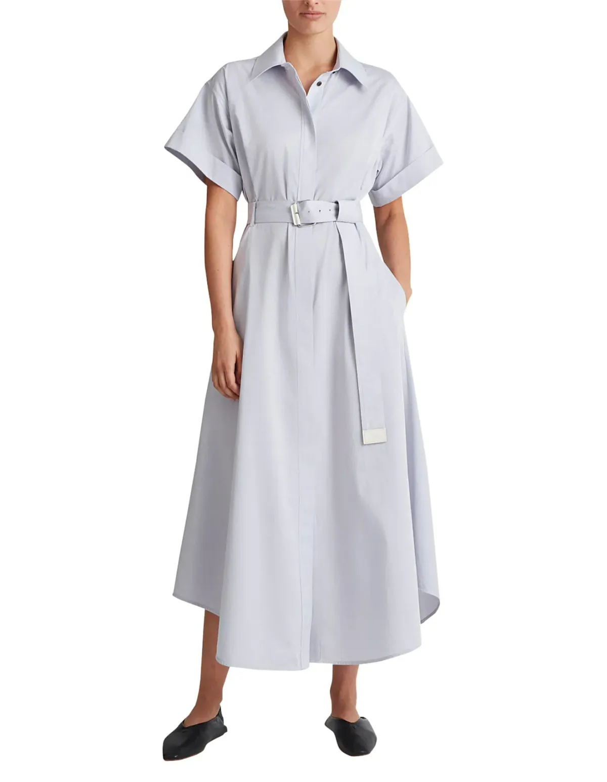 Camilla and Marc Finke Midi Shirt Dress Ice Grey Size 6 for rent on The Volte - main image