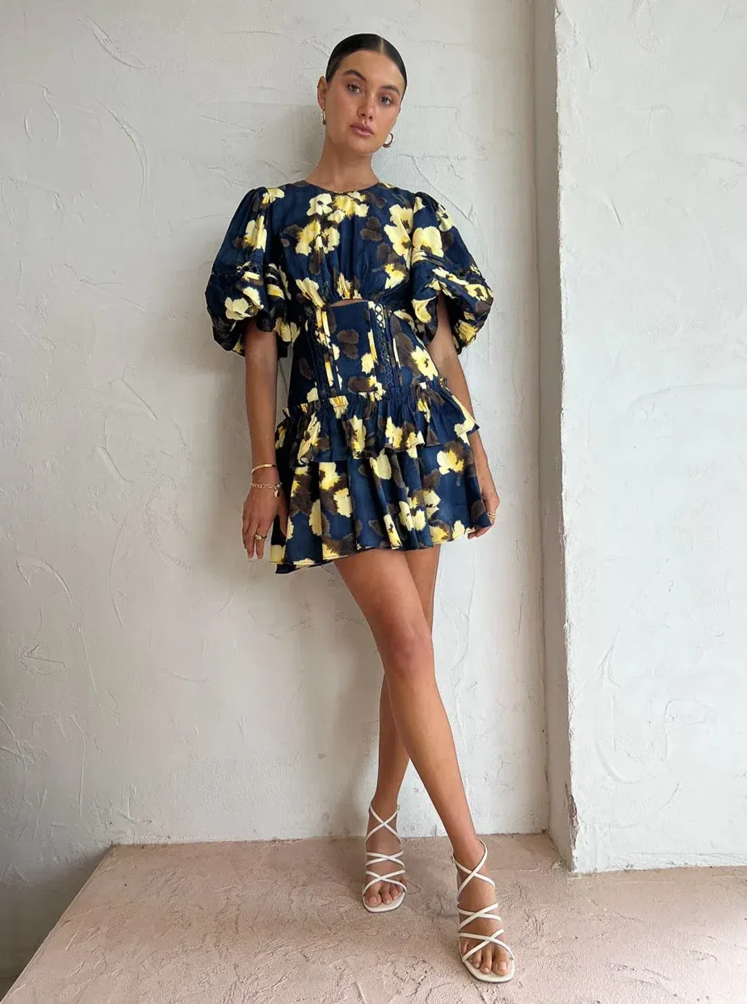 Acler Clovelly Mini Dress in Floral Posy Floral Size AU 6 for rent on The Volte - main image