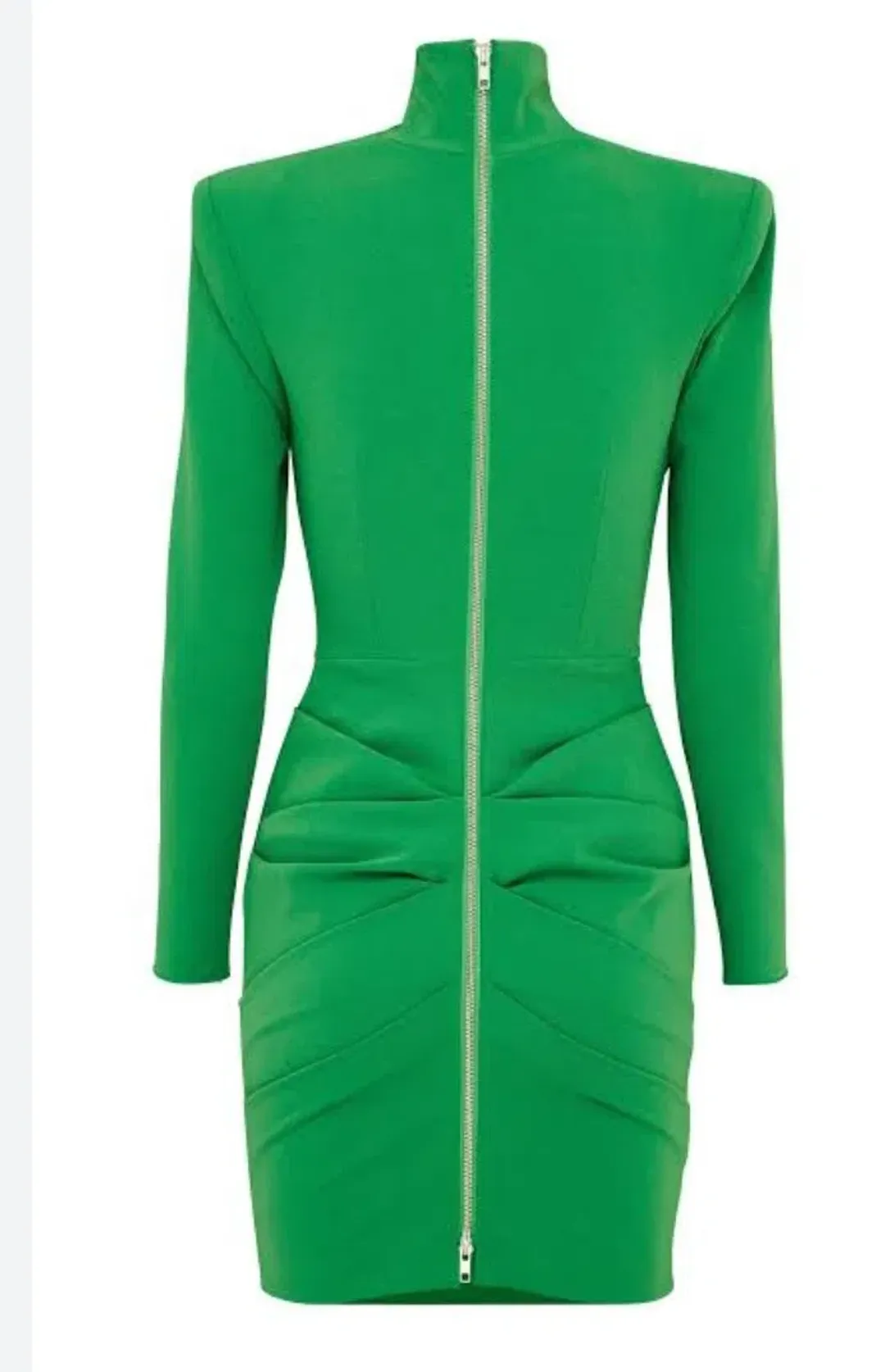 Alex Perry Pierce Ruched-long sleeve crepe mini dress size 12 for rent on The Volte - main image