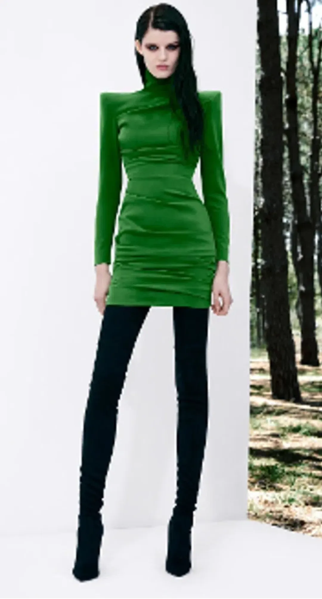Alex Perry Pierce Ruched-long sleeve crepe mini dress size 12 for rent on The Volte - main image