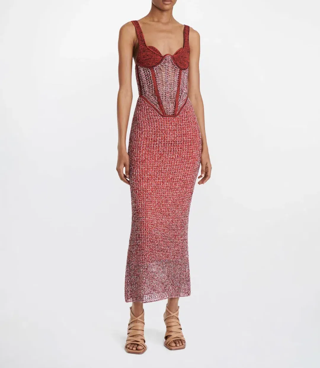 Dion Lee Marled Double Cup Corset Dress in Red Size S / Au 8 for rent on The Volte - main image