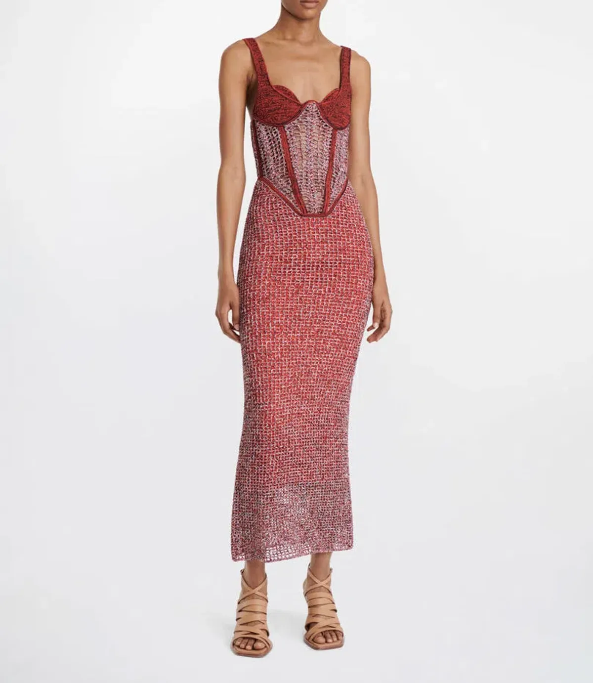 Dion Lee Marled Double Cup Corset Dress in Red Size S / Au 8 for rent on The Volte - main image