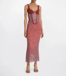 Dion Lee Marled Double Cup Corset Dress in Red Size S / Au 8 for rent on The Volte - image 1