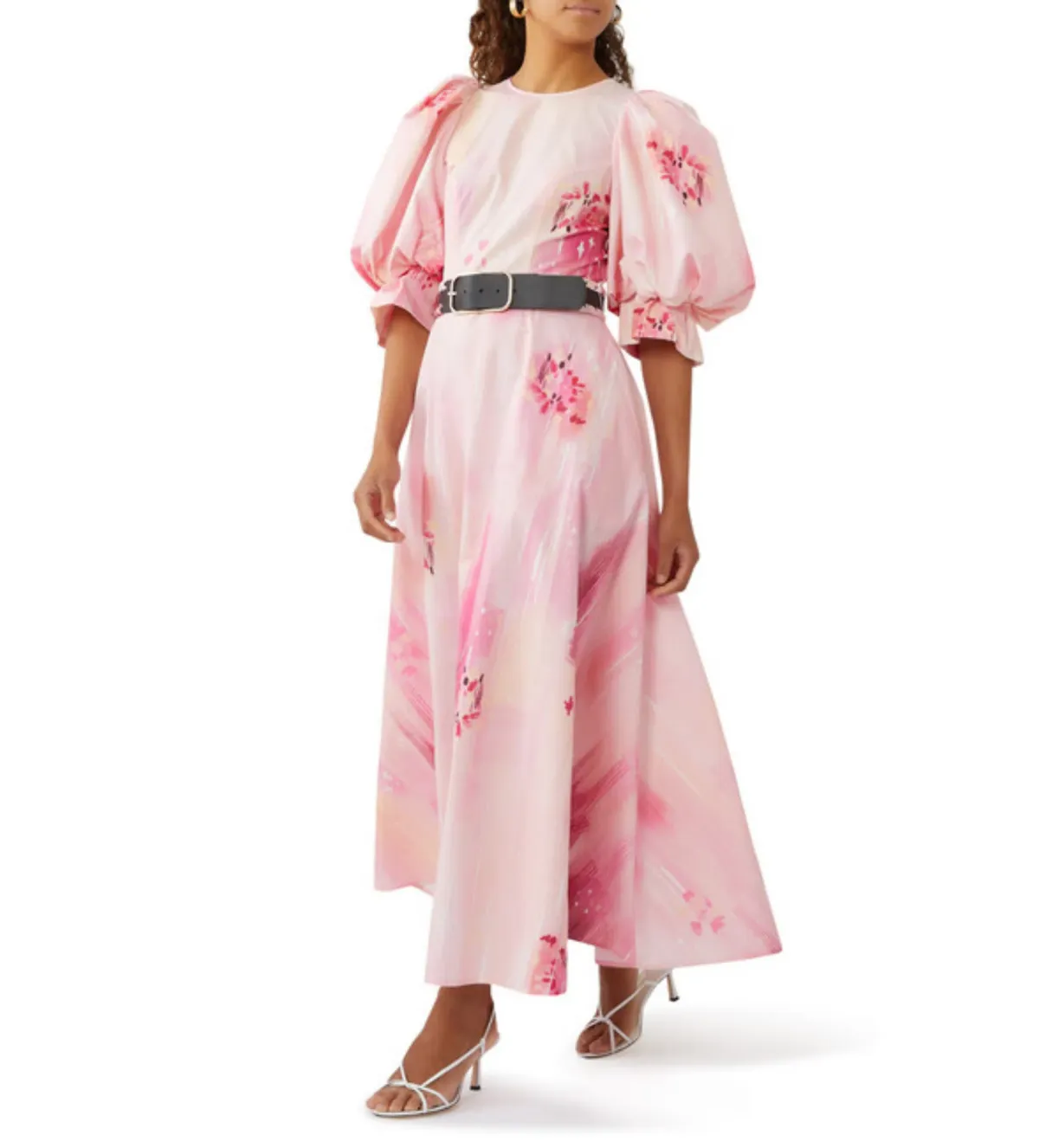 LEO LIN Clementine Puff Sleeve Midi Dress Size 10 for rent on The Volte - main image