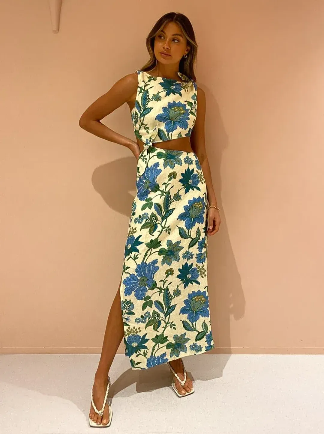 Sir the Label Alexandre Knot Dress in Marguerite Print Size 10 for rent on The Volte - main image