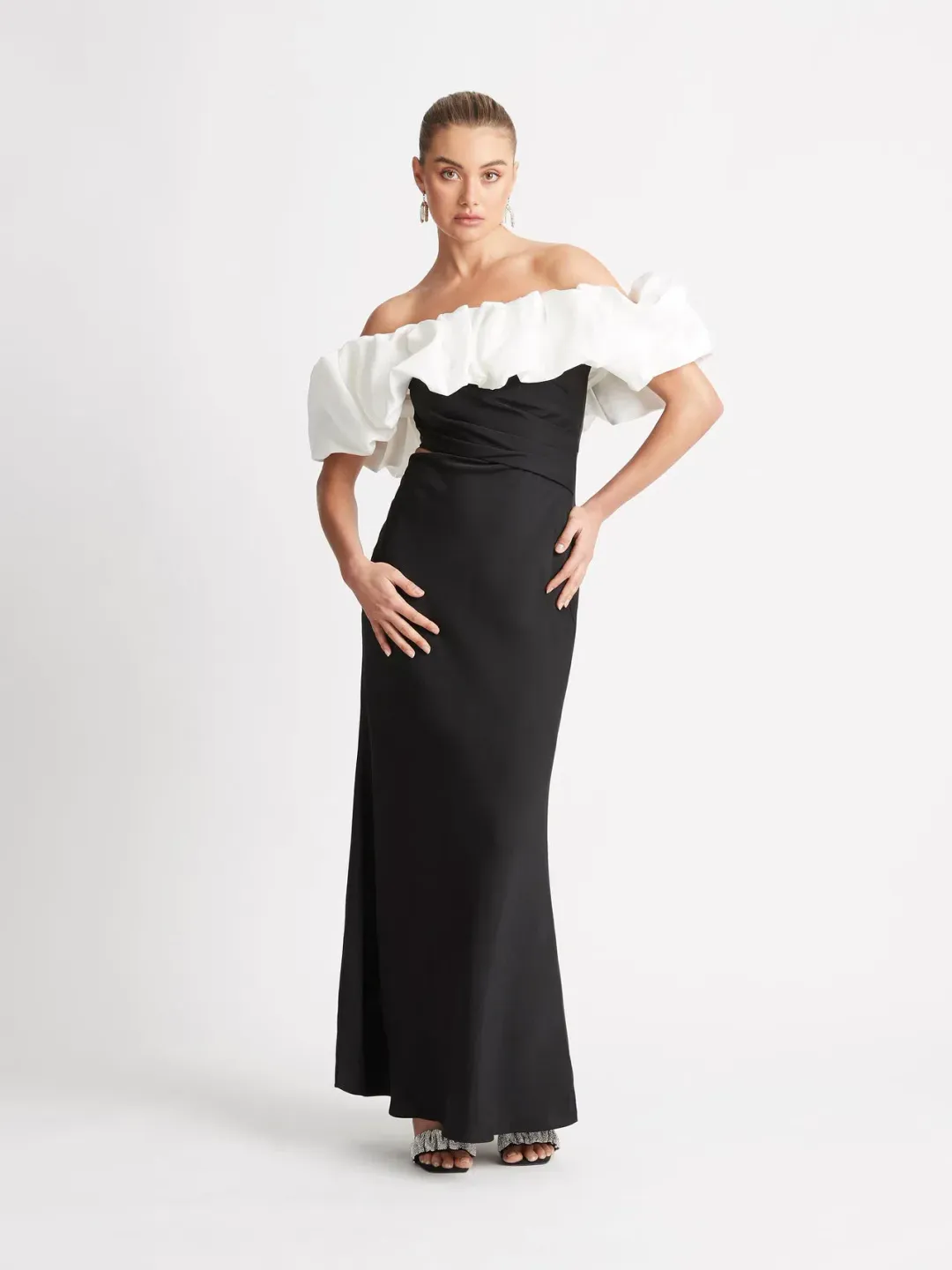 Sheike Margot Maxi Dress Black/White Size 8 for rent on The Volte - main image