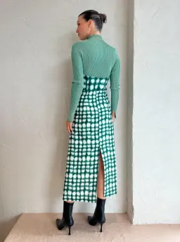 Roame Perez Dress in Emerald Shibori Print Midi Dress Green Print Size 2/AU 10 for rent on The Volte - image 2