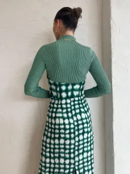 Roame Perez Dress in Emerald Shibori Print Midi Dress Green Print Size 2/AU 10 for rent on The Volte - image 6