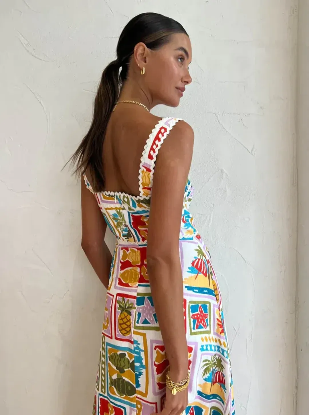 By Nicola Goldie Maxi Dress in Summer Vacation Multi-colored Size AU 8 for rent on The Volte - main image