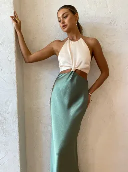 Bec & Bridge Carrie Halter Maxi Dress in Multi Green Size AU 6 for rent on The Volte - image 3