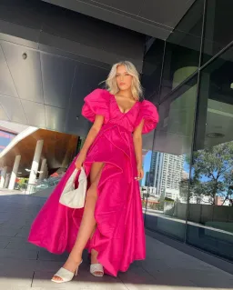 Aje Manifestation Gown Fuchsia Pink Size AU 10 for rent on The Volte - image 1