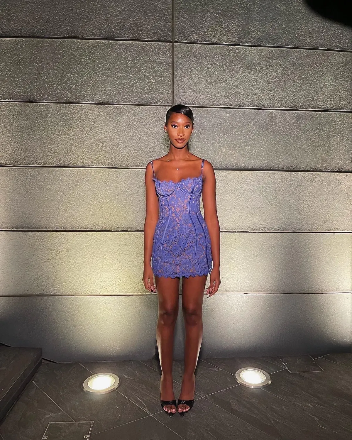 House of CB Lavender Lace Slim Dress Purple Size 6 for rent on The Volte - main image