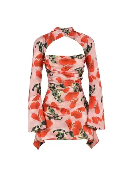 House of CB Toira Draped Corset Mini Dress Rose Print Size 4 for rent on The Volte - image 10