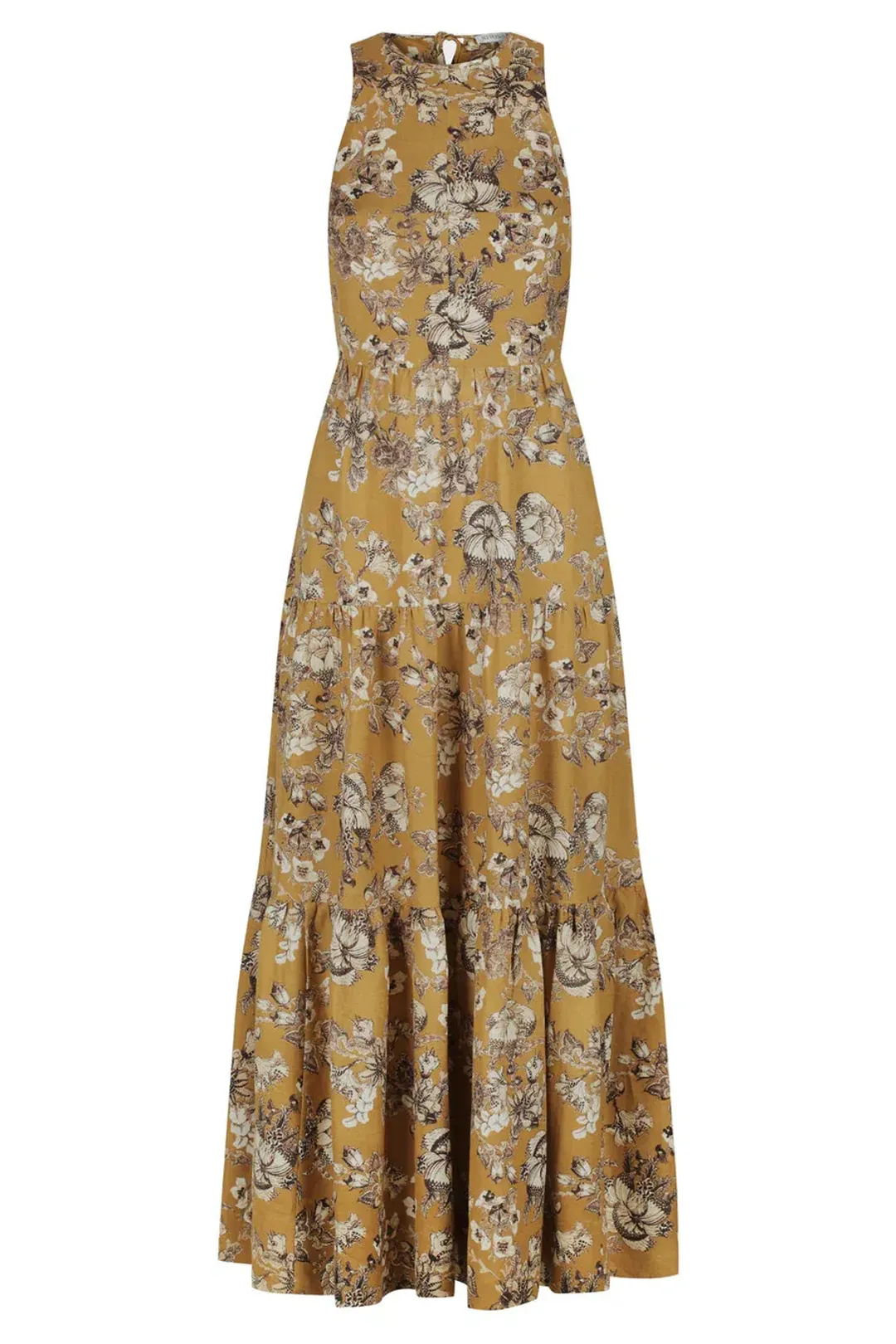 Shona Joy Cecilia Linen Tie Back Midi Dress Floral Size 8 for rent on The Volte - main image