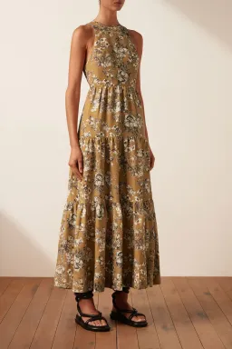 Shona Joy Cecilia Linen Tie Back Midi Dress Floral Size 8 for rent on The Volte - image 1