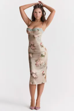 House Of CB Venus Vintage Floral Midi Dress Cream Size XS / AU 6 for rent on The Volte - image 1