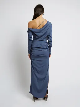Christopher Esber Multi Gather Column Dress Blue Size 6 / XS for rent on The Volte - image 3
