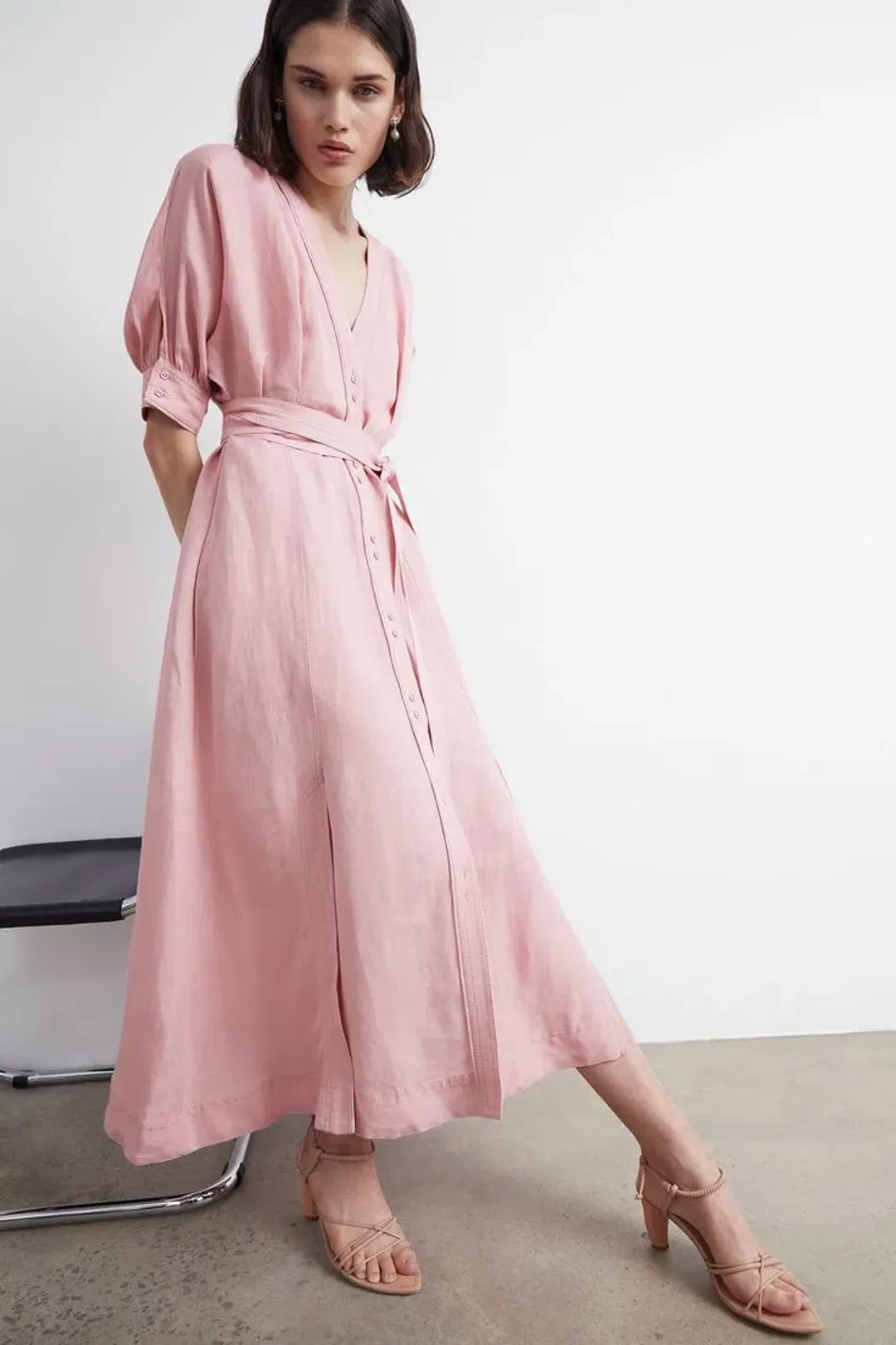 Aje Ennoble Midi Dress Pink Size 6 for rent on The Volte - main image