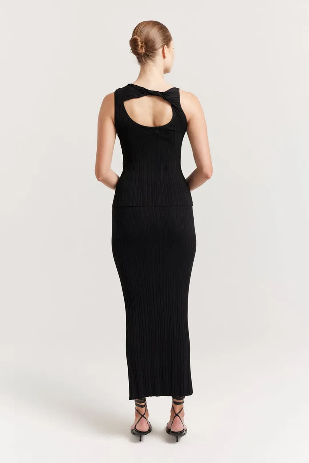 Henne Romee Knit Top and Skirt Set Black Size 8 for rent on The Volte - main image