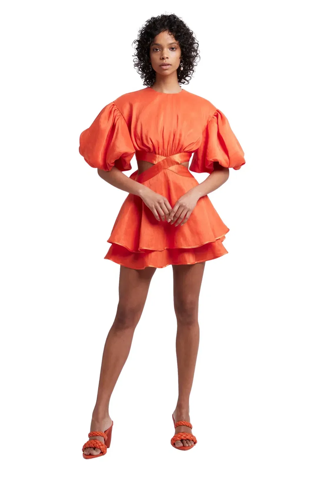 Aje Gracious Cut Out Mini Dress Saffron Size 6 for rent on The Volte - main image