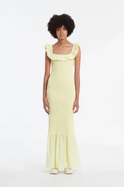 Sir the Label Francesca Frill Shirred Dress Butter Size 6 for rent on The Volte - image 1
