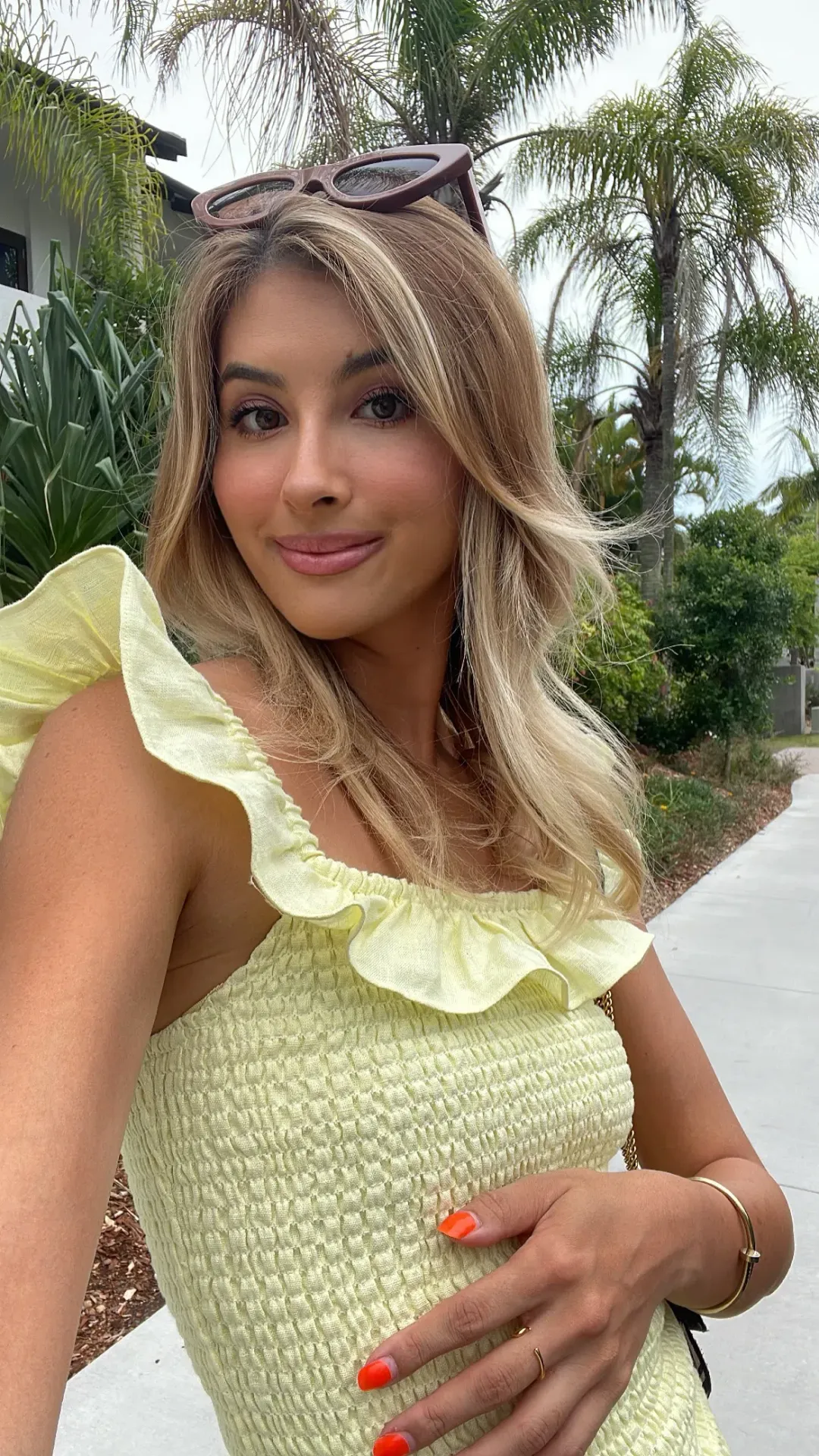 Sir the Label Francesca Frill Shirred Dress Butter Size 6 for rent on The Volte - main image