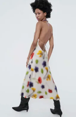 Silk Laundry Small Halter Dress Hazelnut Blur Cream Size AU 8 for rent on The Volte - image 2