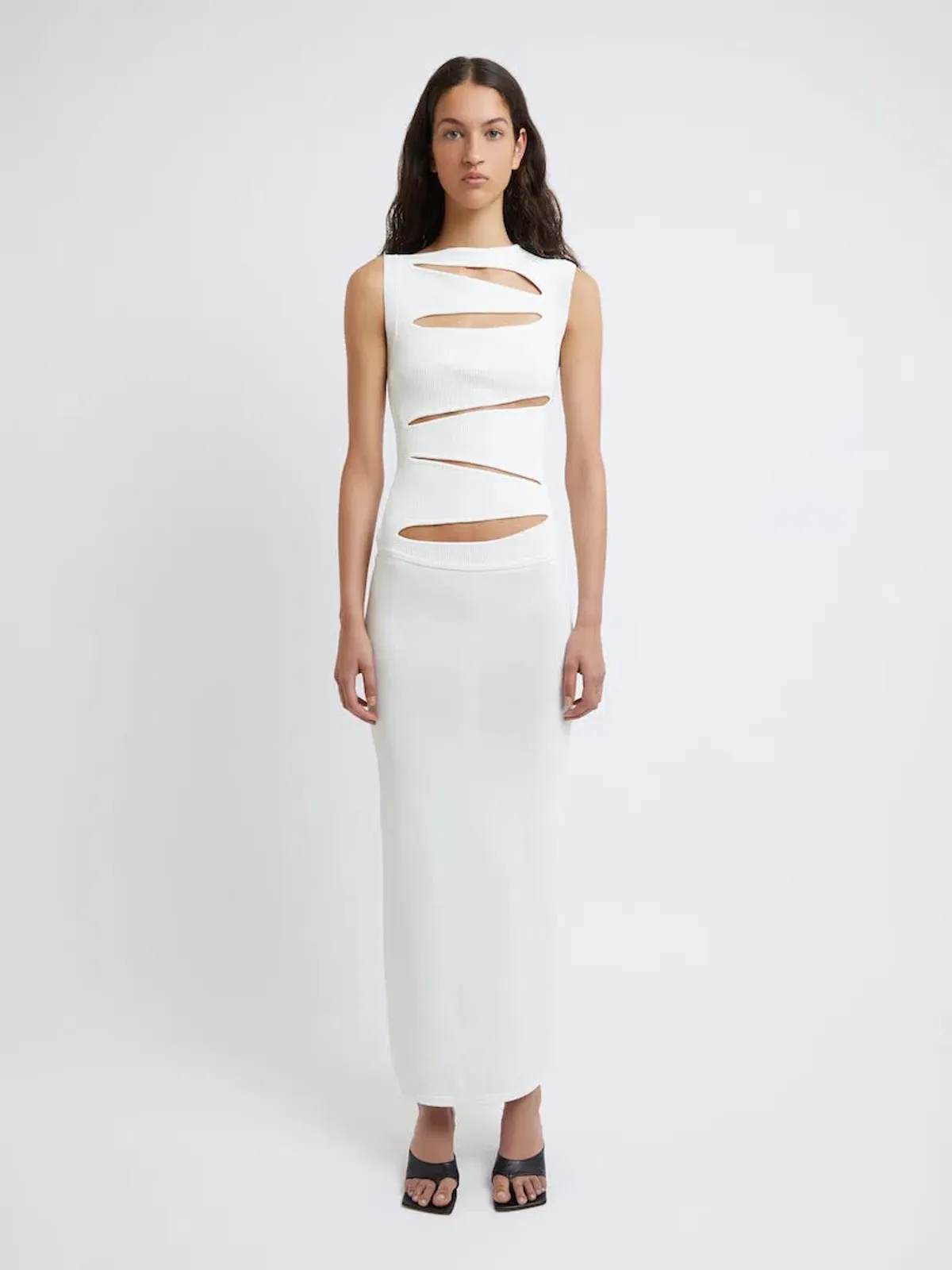 Christopher Esber Slashed Knit Dress Ivory Size XXS / AU 4 for rent on The Volte - main image