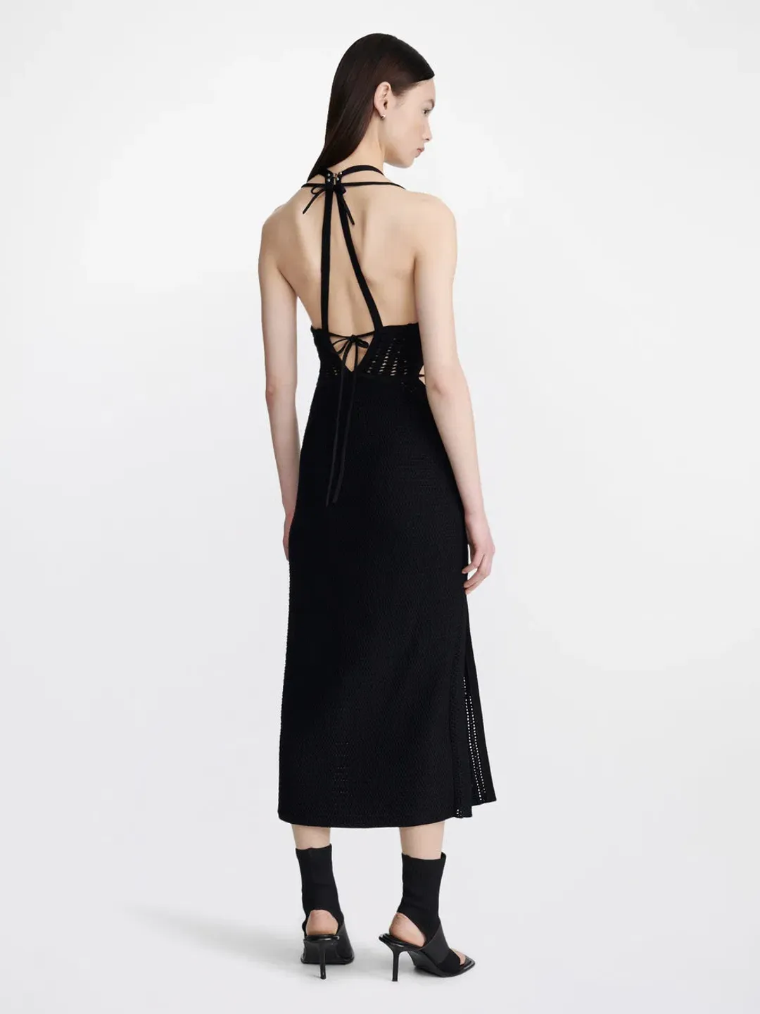 Dion Lee Crochet Tie Butterfly Dress Black Size 10 for rent on The Volte - main image
