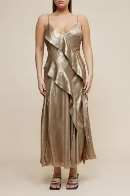 Acler Queensbridge Midi Dress Gold Size 14 for rent on The Volte - image 1