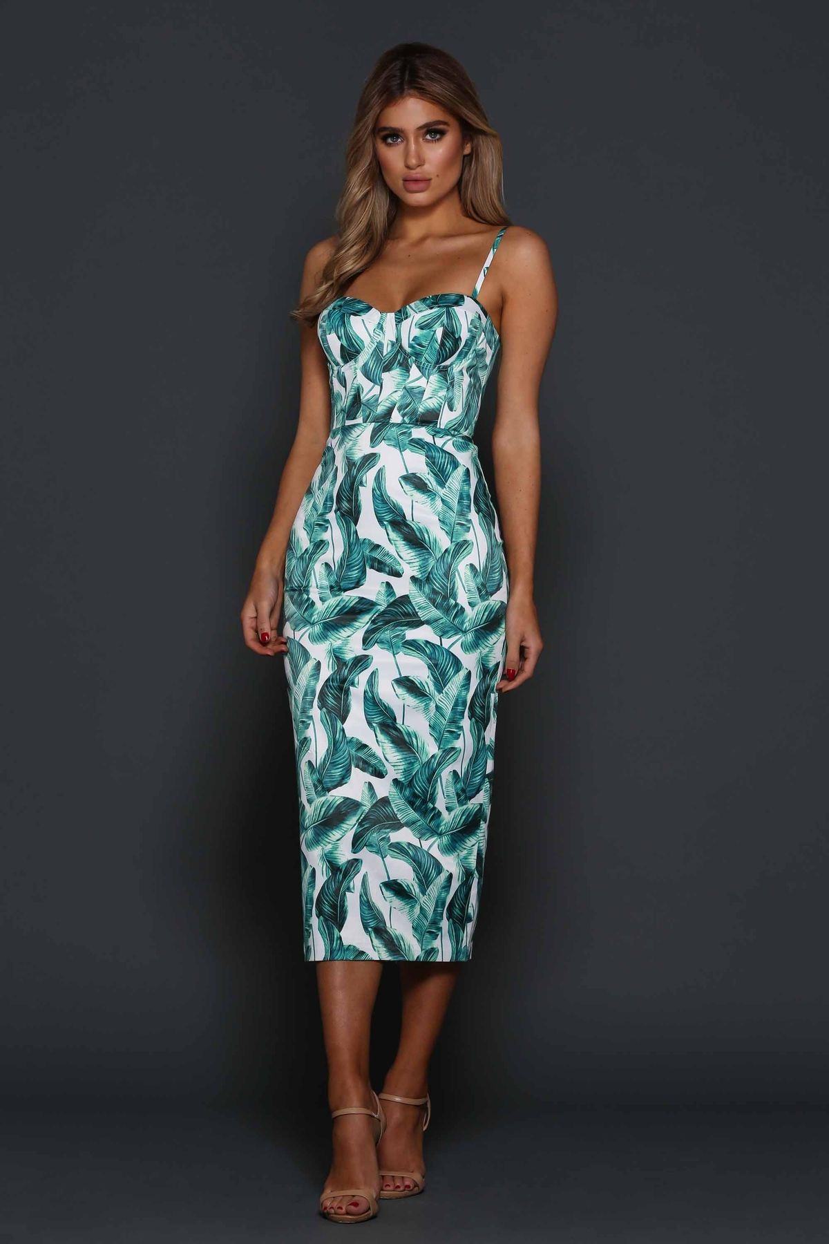 Elle Zeitoune Alannah Tropical Palm Dress Print Size 6 for rent on The Volte - main image