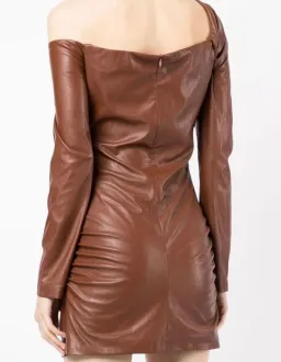 Manning Cartell Asymmetrical Long Sleeve Mini Dress Brown Size 10 for rent on The Volte - image 3