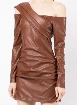 Manning Cartell Asymmetrical Long Sleeve Mini Dress Brown Size 10 for rent on The Volte - image 2