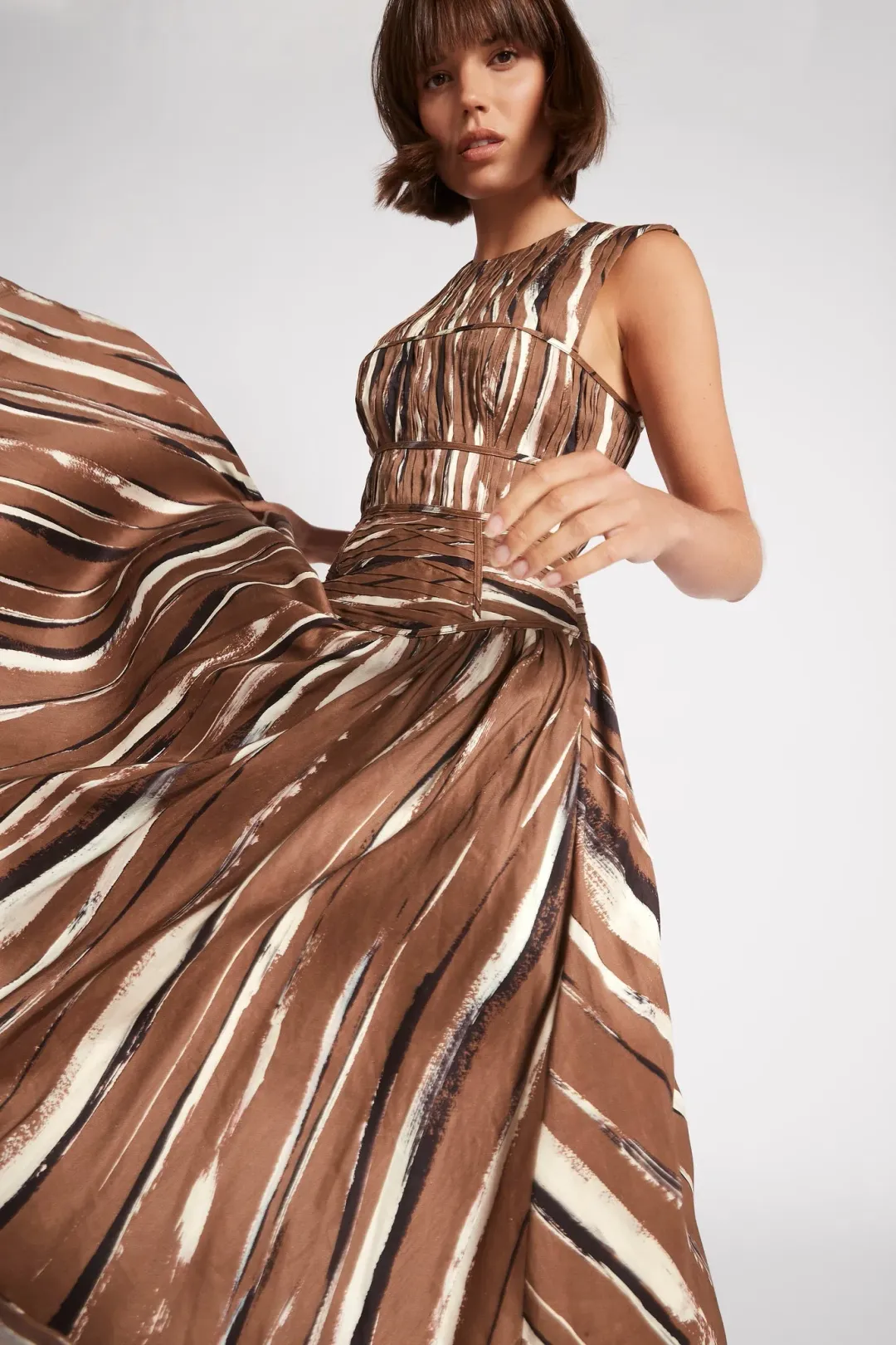 Aje Gabrielle Midi Dress Brown Size 6 / XS for rent on The Volte - main image