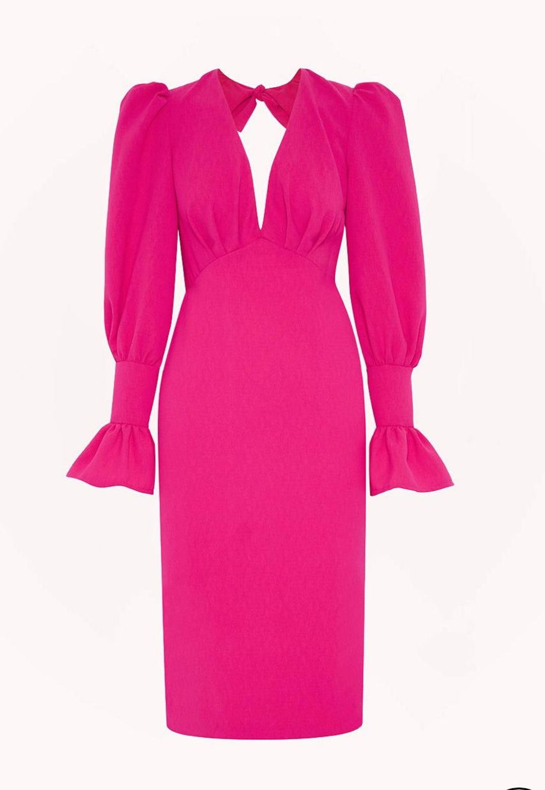 HOT PINK TIE-BACK TULIP SLEEVE BY JOHNNY for rent on The Volte - main image