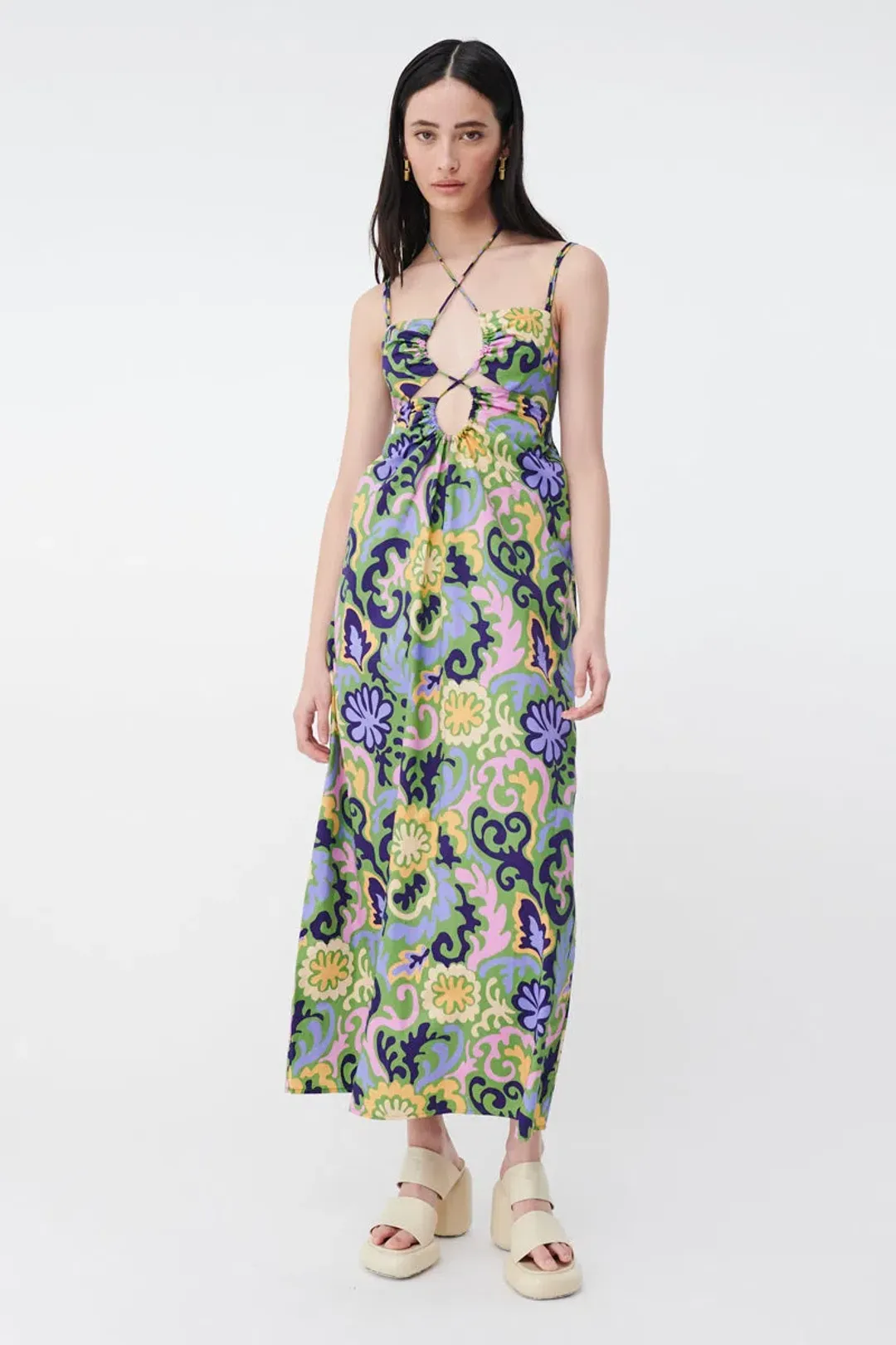Suboo Print Henri Strappy Cutout Maxi Dress Multi-colored Size M / AU 10 for rent on The Volte - main image