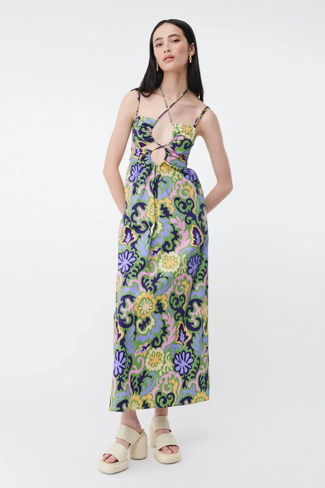 Suboo Print Henri Strappy Cutout Maxi Dress Multi-colored Size XS / AU 6 for rent on The Volte - main image