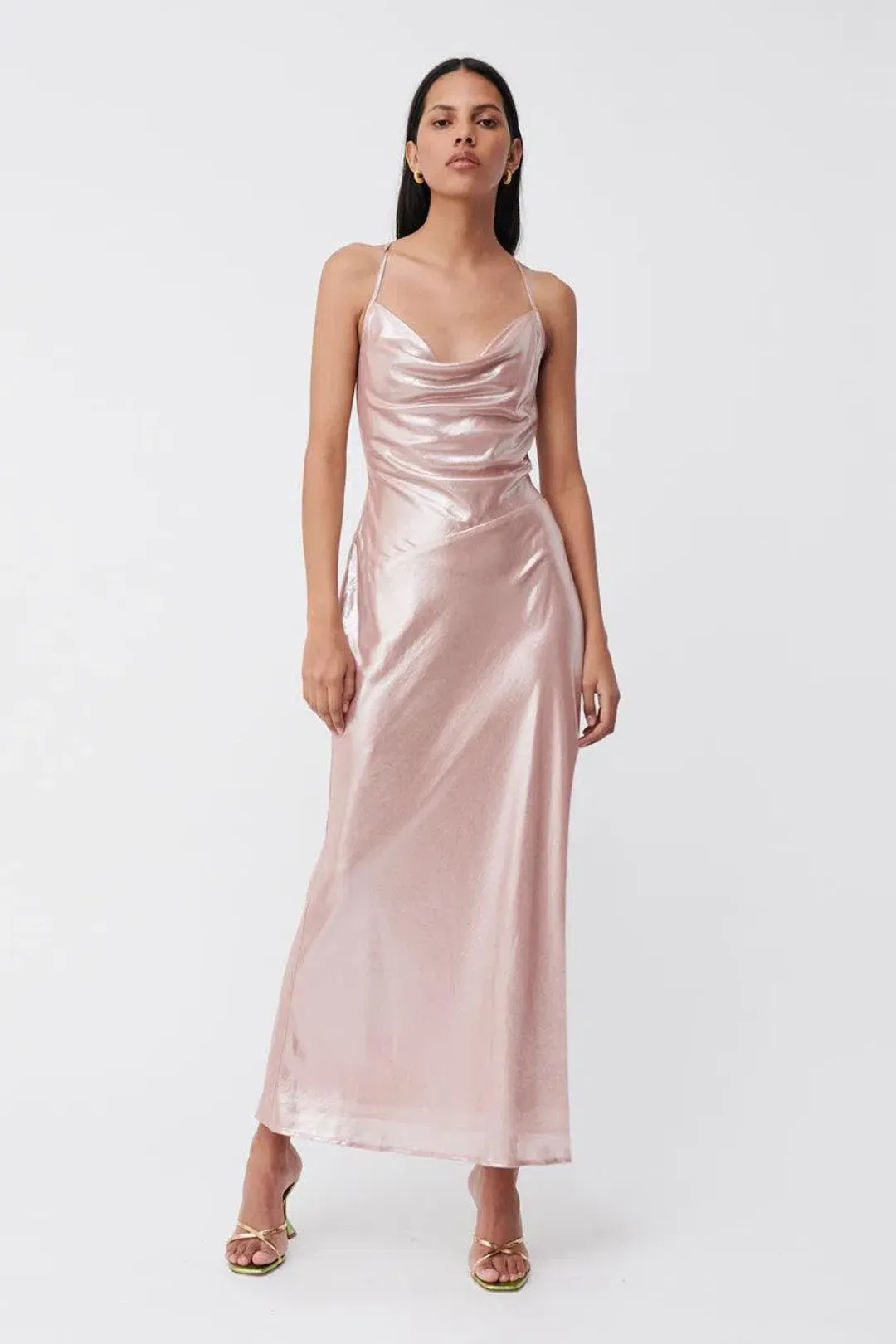 Suboo Draped Cowl Maxi Slip Dress Pink Rosa Size M / AU 10 for rent on The Volte - main image