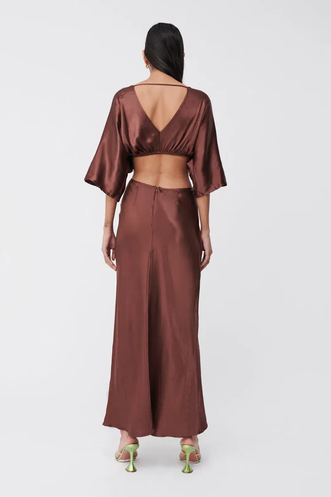 Suboo Tate Twist Wrap Front Maxi Dress Chocolate Size XS / AU 6 for rent on The Volte - main image