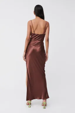 Suboo Tate Twist Front Cowl Maxi Dress Chocolate Size M / AU 10 for rent on The Volte - image 3