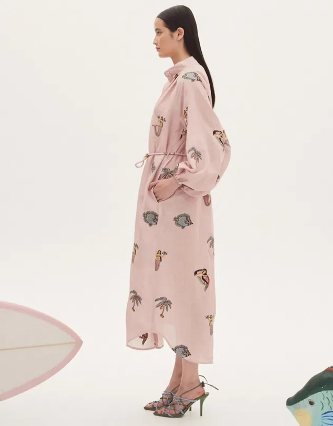 Alemais Vacay Shirtdress Midi Dress Primrose Pink Size AU 14 for rent on The Volte - main image