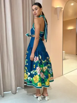 Alemais Lyla Halter Midi Dress in Royal Blue Cutout Size AU 12 for rent on The Volte - image 3